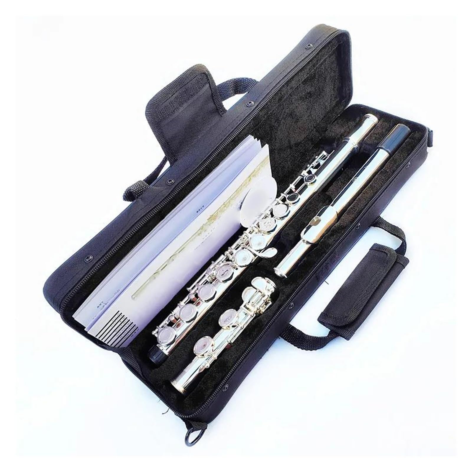 Set di flauti a 16 Fori Chiusi con Chiave di Mi, Flauto Placcato in Argento, Tono di Do, Materiale in Rame Bianco, Strumento Orizzontale.,