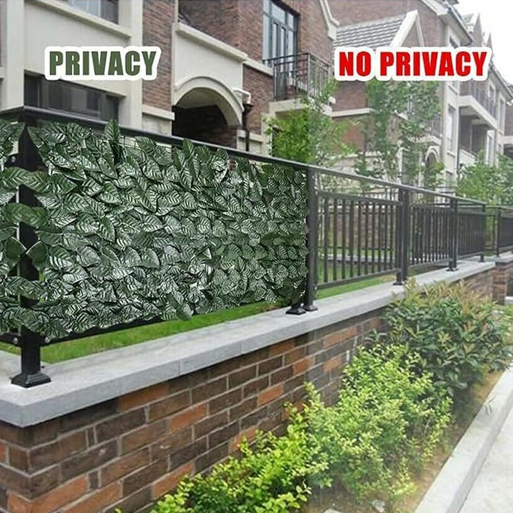 Seto Artificial Ocultación Jardín en Rollo 3x1 m Pantalla de Valla de Privacidad de Hiedra Artificial para Terraza Balcón Exterior Decoración de Hojas Verde (300x100 cm (C))