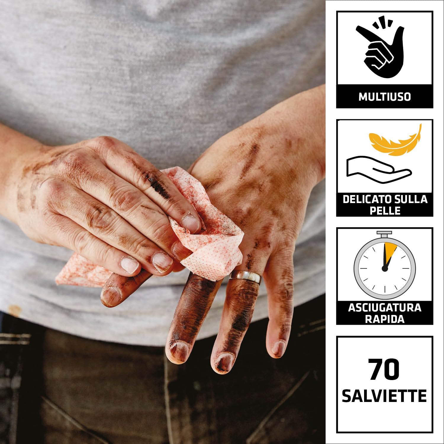 SIKA SikaCleaner-350H Salviette detergenti multiuso 70pz Rimuovono colla grasso e olio