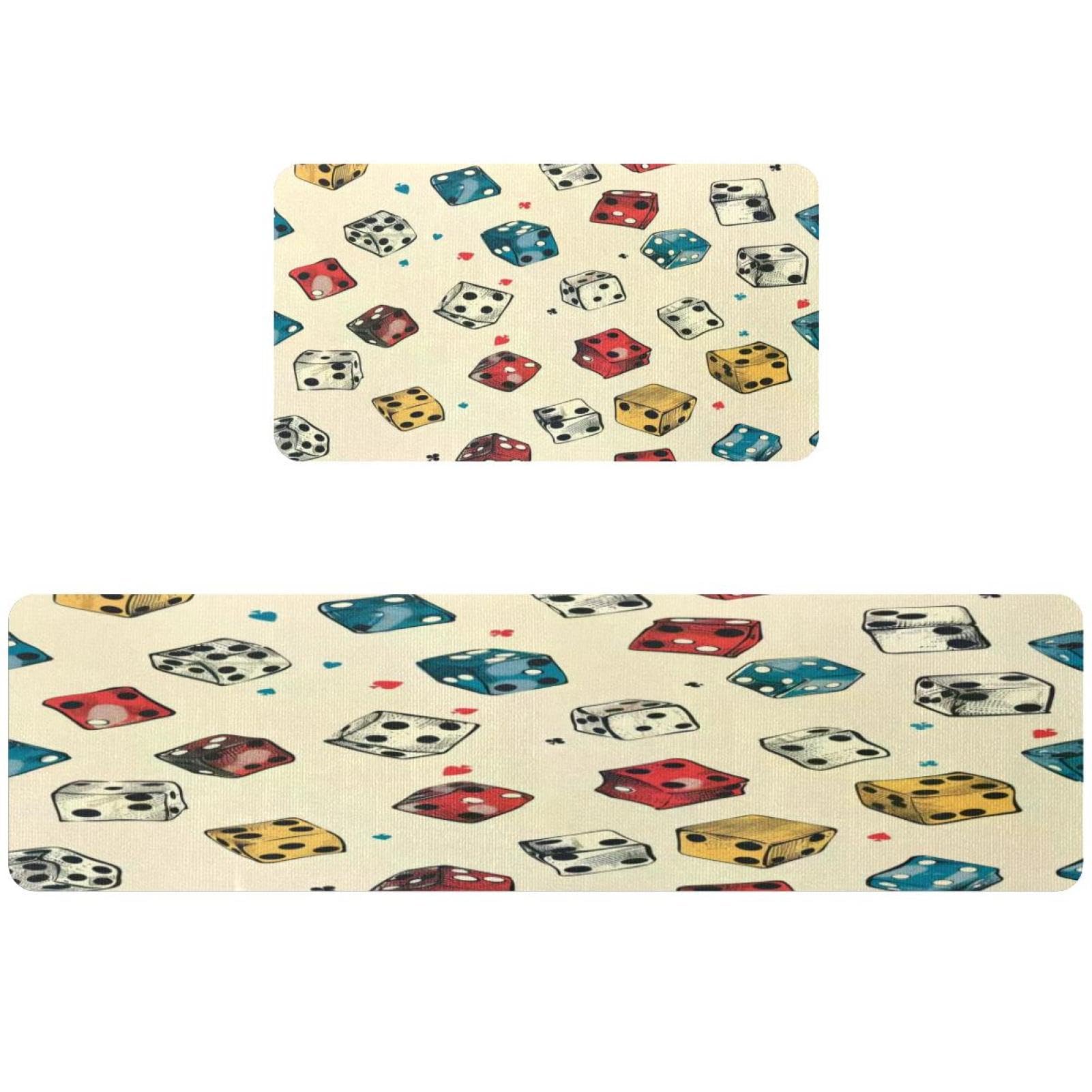 Tapis de cuisine antidérapants et lavables avec motif dés de casino