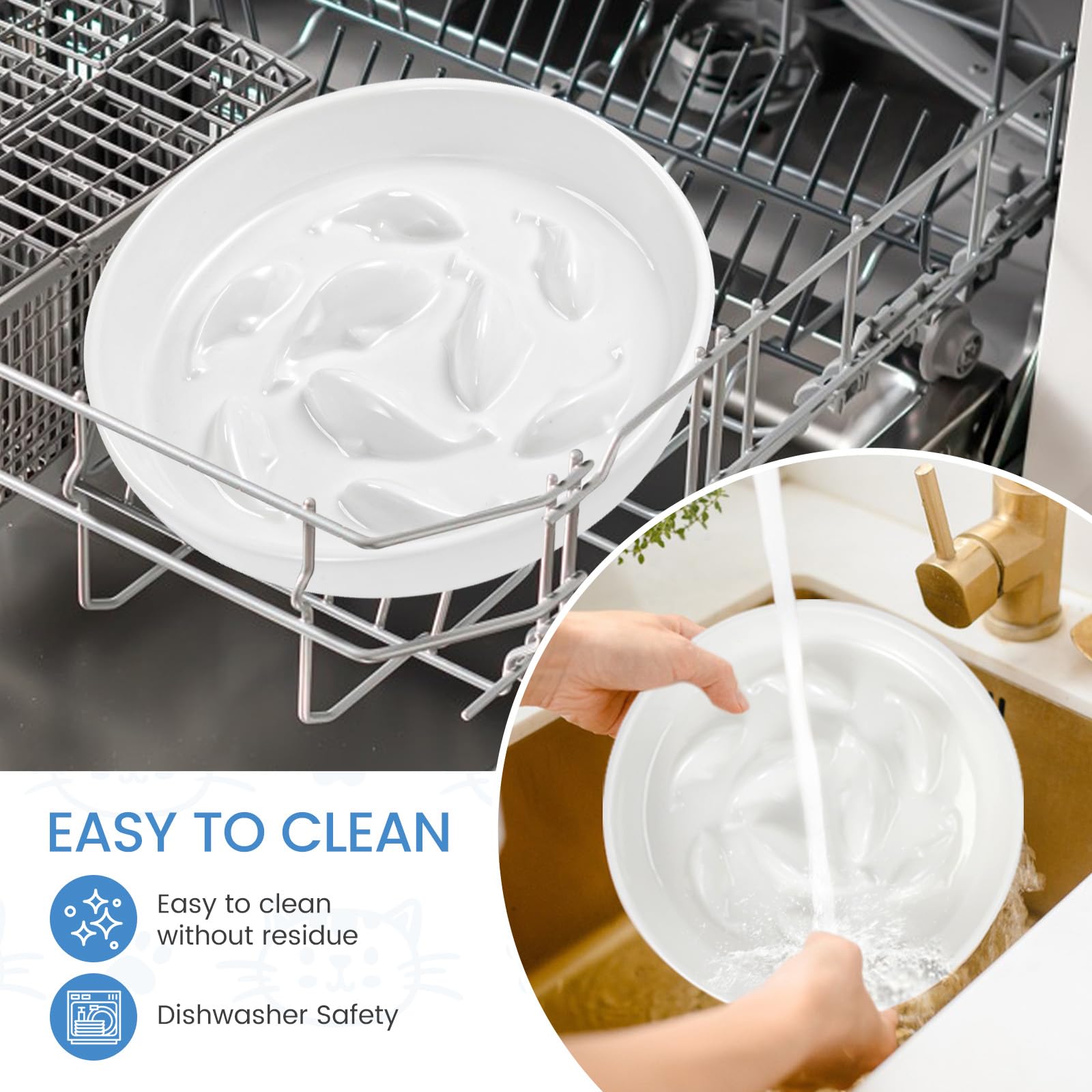 Comedero Lento de Cerámica para Gatos – Cuenco Elevado Antivómitos (8 cm), Diseño Interactivo para Comer Más Despacio, Fácil de Limpiar y con Borde Antiderrames