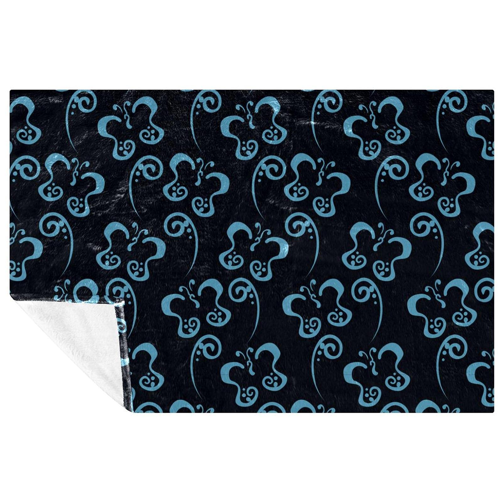 Couverture chaude anti-frisson motif papillon bleu pour canapé et lit 150x100
