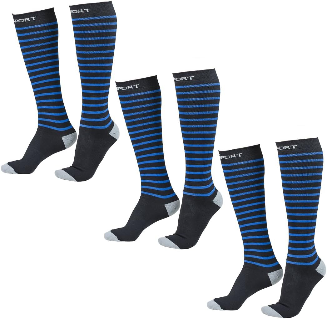 Abco Tech (3 Pairs Sports Compression Socks for Men or Women, Tall Athletic Socks, Size Small