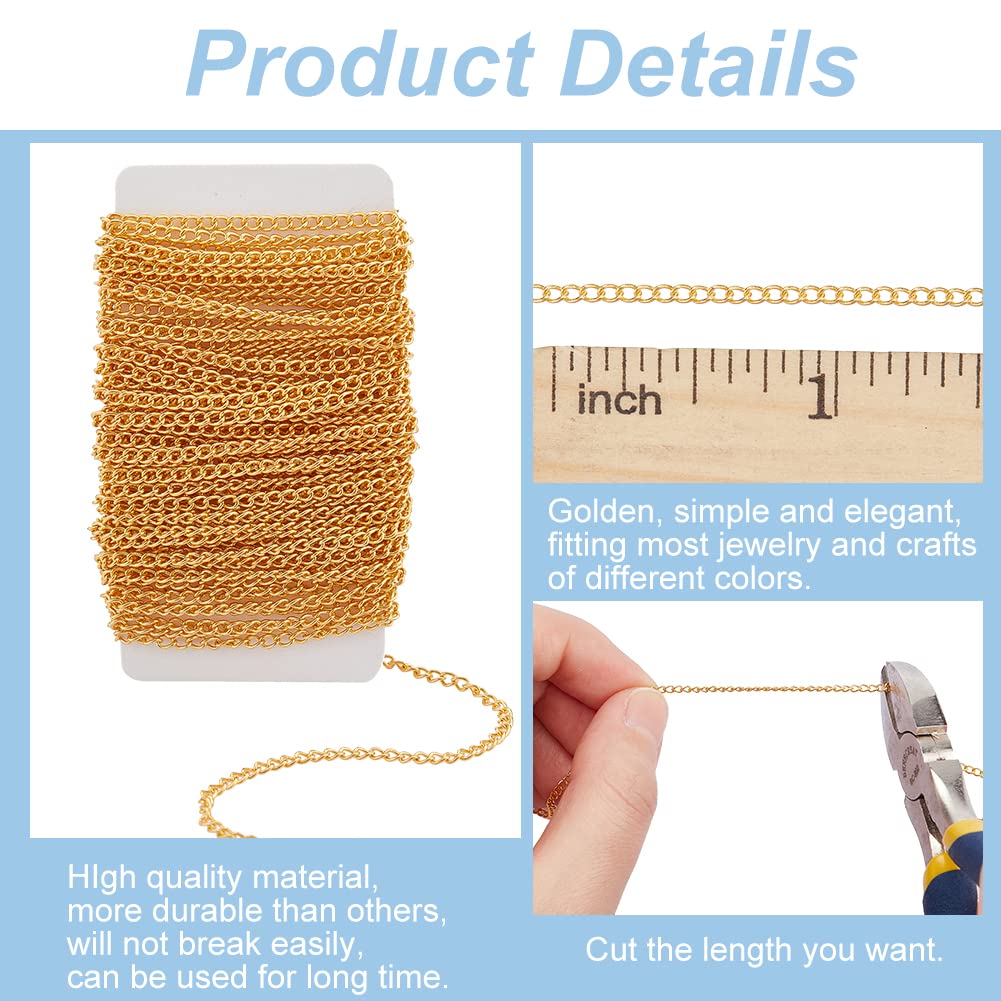 Ketting, Curb Chain RVS - ca. 3mm, 44cm lang - Stainless Steel - Ketting Kant-en-Klaar