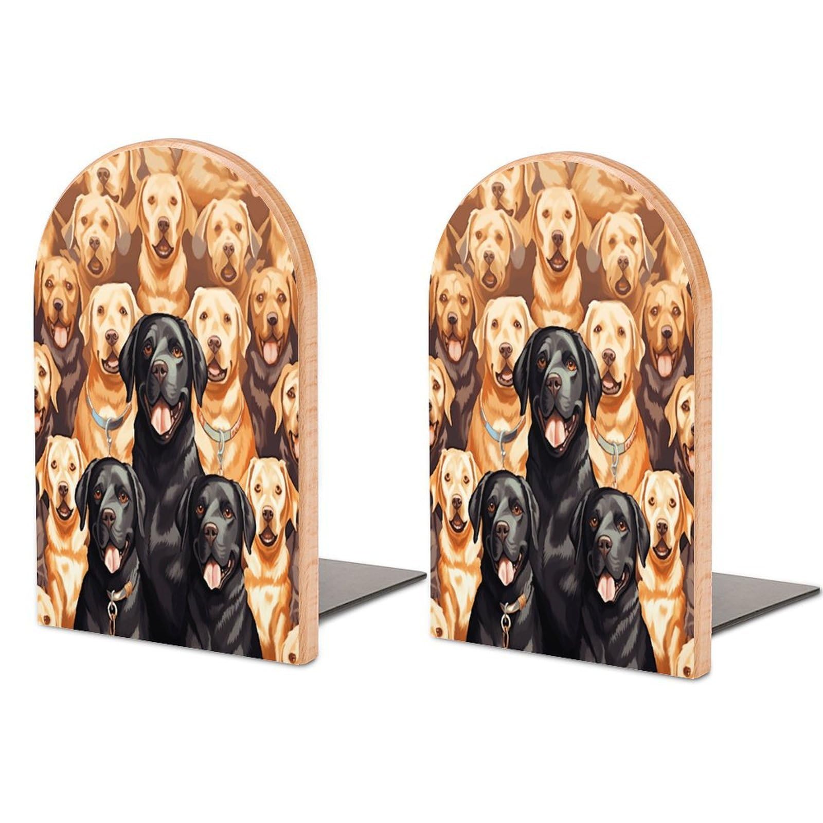 Labrador Retriever Dogs Bookends Modern Bookends for Shelves Fashion Heavy Duty Book Stopper Sturdy Non-Skid Metal Base Wood Book Ends for Library Home Office 1 Pair
