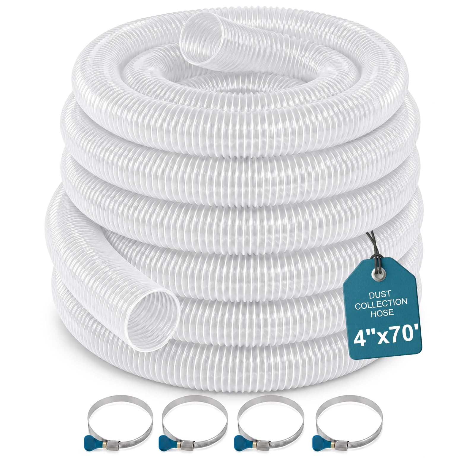 4" PVC Dust Collection Hose - 10ft, Clear -15