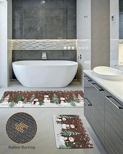 Miniatura 5 de Tapete de baño de invierno con diseño de muñeco de nieve para bañera, antideslizante, de secado rápido y absorbente, con tierra de diatomeas, para