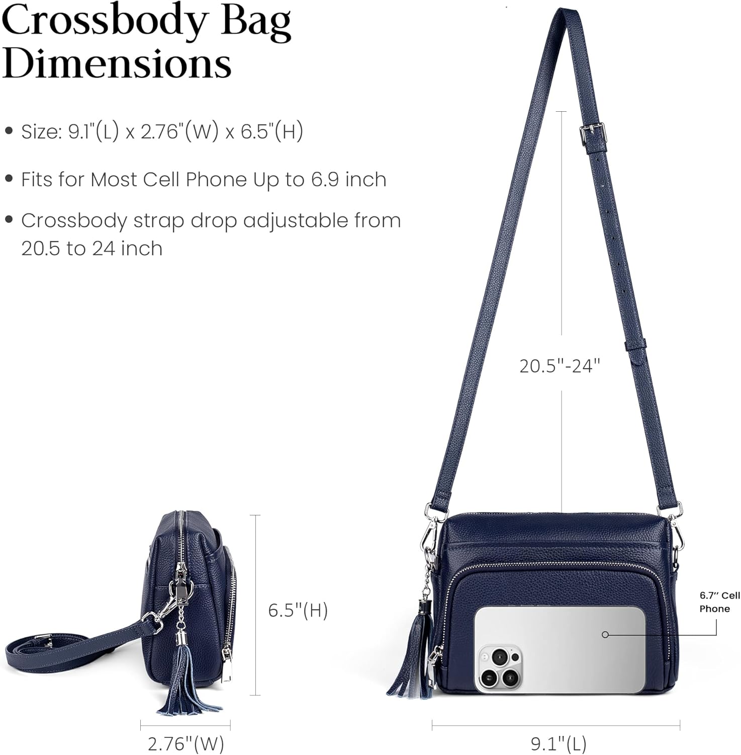 befen Genuine Leather Crossbody Purses for Women Small Crossbody Bags Purse with Built in RFID Blocking Wallet - Image 5