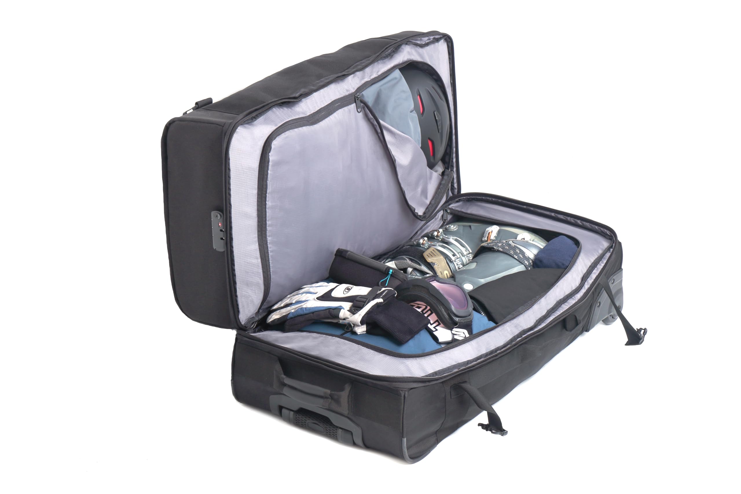 Lifeventure Expedition Clamshell Reisetasche mit Rollen, 110 l, Schwarz, Zusammenklappbarer, großer Koffer mit hartem Boden und leichtgängigen Rollen