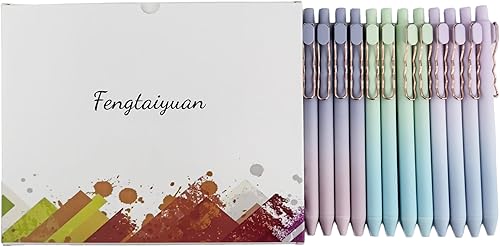 Miniatura 9 de Fengtaiyuan LanLvZi05P12, Bolígrafos de tinta de gel retráctiles, tinta negra, 0.5mm extra fina, 12 unidades, escritura suave, goma de borrar