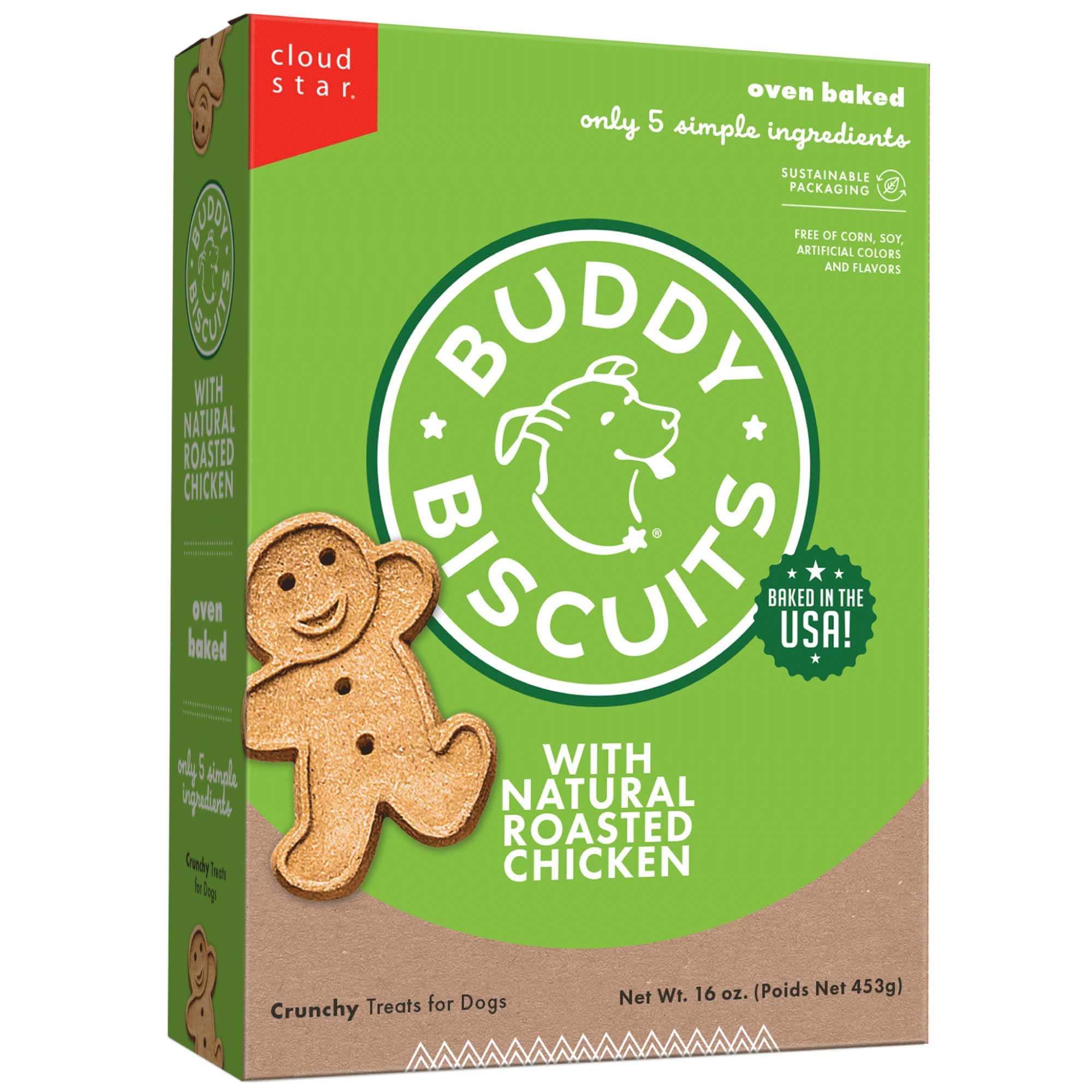 Buddy Biscuits 16 oz Box of Whole Grain Crunchy Dog Treats Made with Natural Roasted Chicken