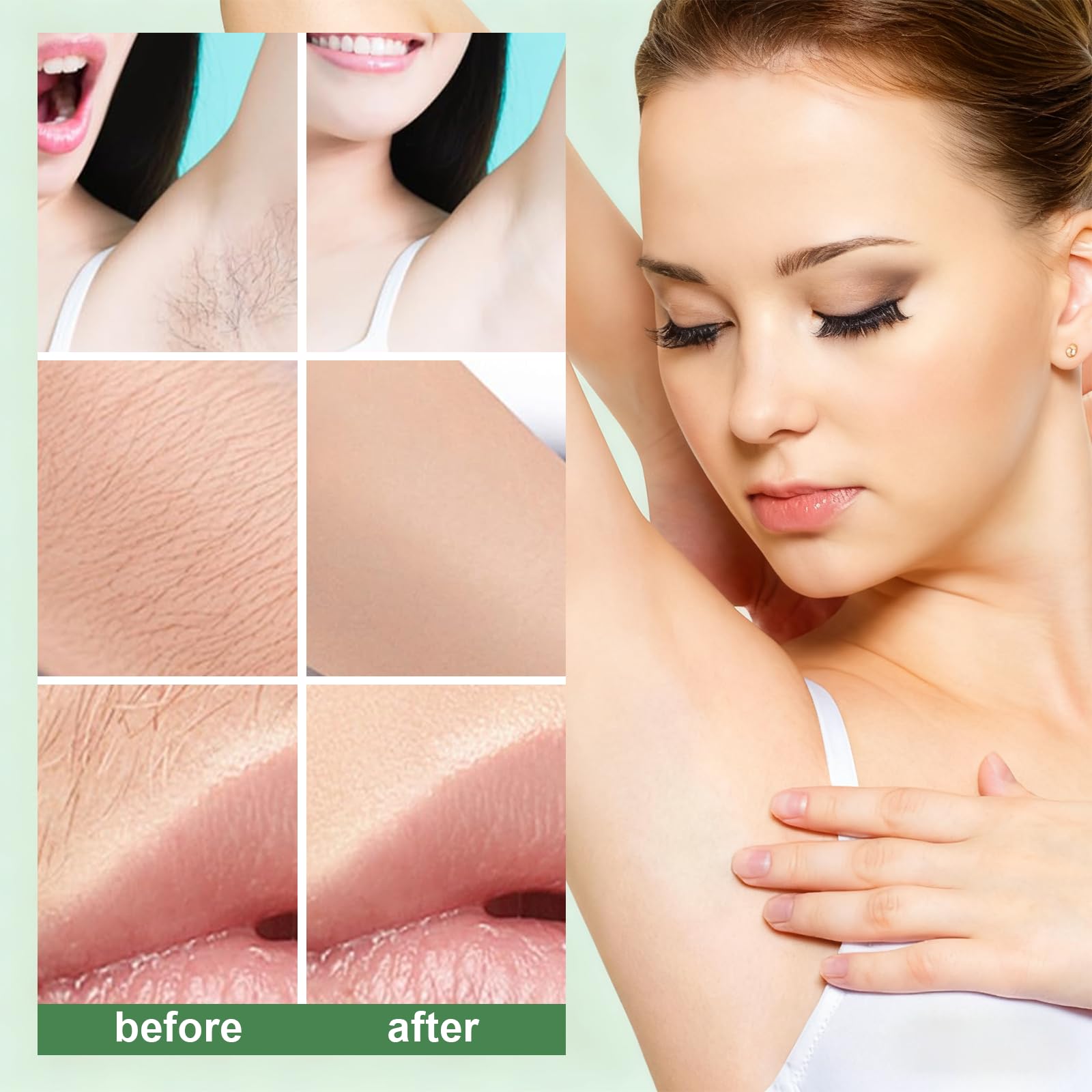 72 Piezas Bandas Depilatorias, Bandas para Depilación Con Cera, Cera Fría, Formulación Suave, Tiras Depilatorias Cera, para Piernas, Brazos y Zona Bikini, Verde