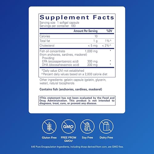 Vista 2 de Pure Encapsulations EPA/DHA Essentials - Suplemento concentrado de aceite de pescado para apoyar la salud cardiovascular - Suplemento premium de EPA