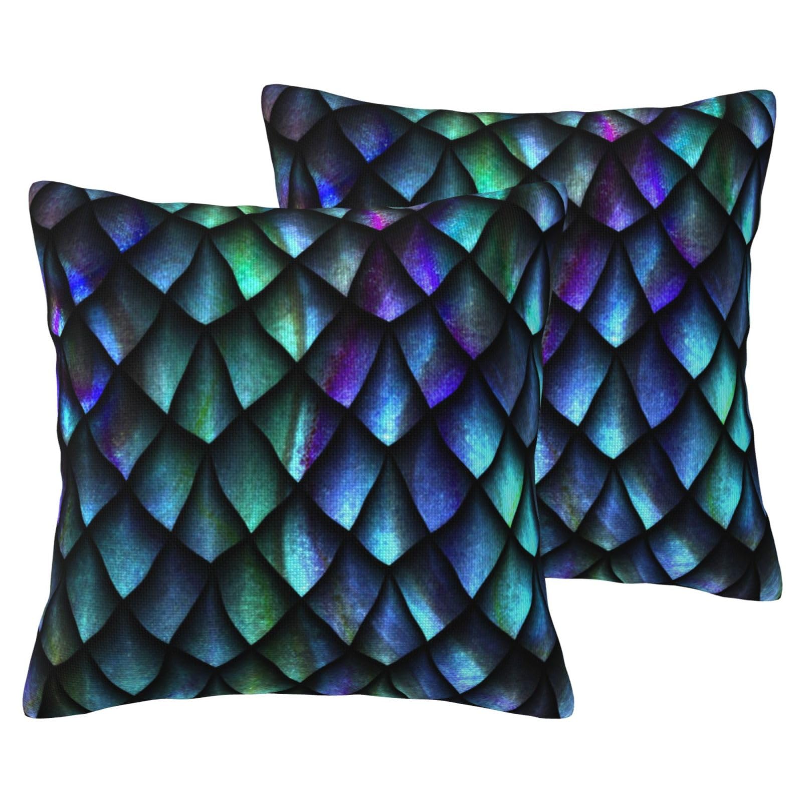 Housses de coussin en lin imitation écailles dragon 3D pour relooker un canapé
