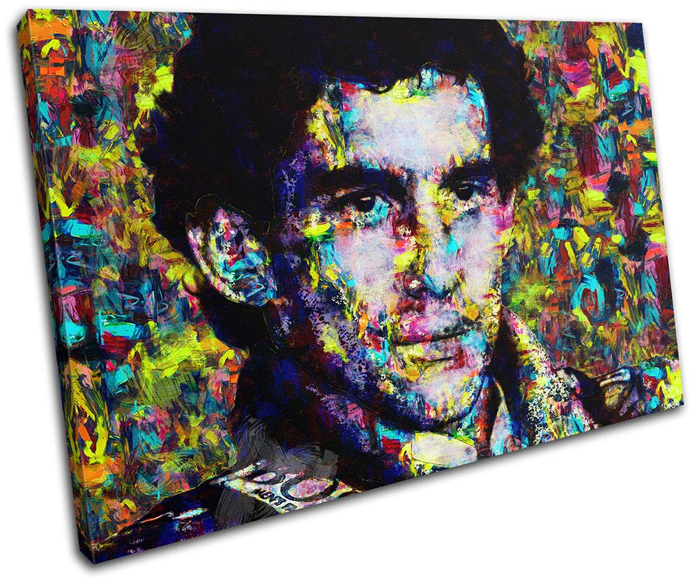 Bold Bloc Design - Ayrton Senna Pop Iconic Celebrities 120x80cm SINGLE Canvas Art Print Box Framed Picture Wall Hanging - Hand Made In The UK - Framed And Ready To Hang RC-8680(00B)-SG32-LO-E