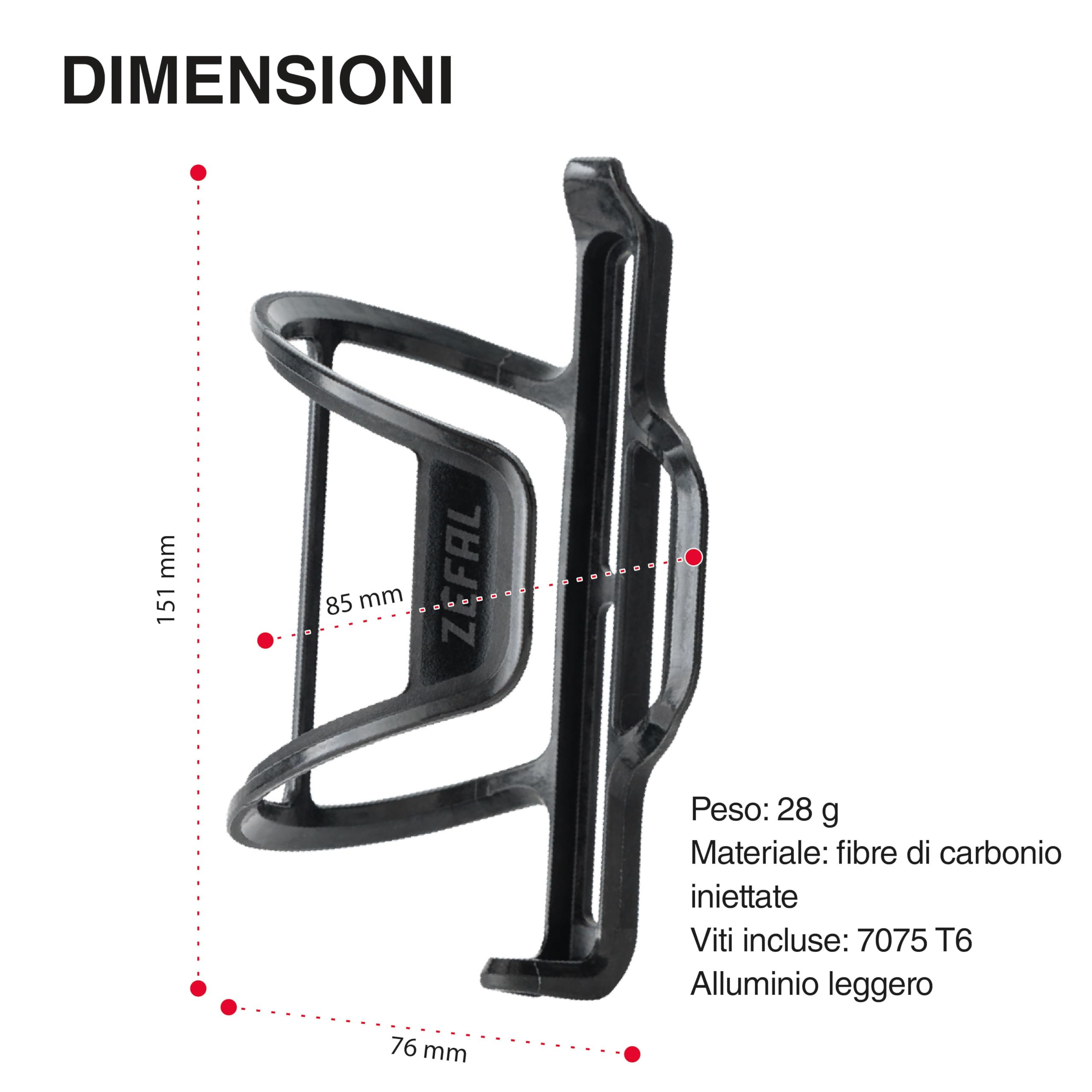 ZEFAL Pack Pulse S2-2 x Porta Borraccia Bici Laterale MTB - Portaborraccia Carbonio Leggero - Porta Borraccia MTB in Fibra di Carbonio - 2 x 28g - Fabbricato in Francia
