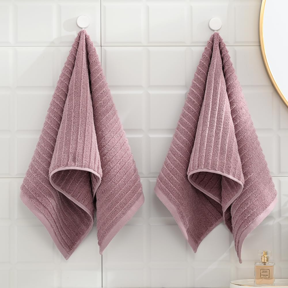 sense gnosis Stereoscopic Ladder Striped Design Purple Hand Towel Soft and Absorbent 100% Cotton Luxury Bathroom Hand Towel Decorative 13 x 29 Inch - Image 4
