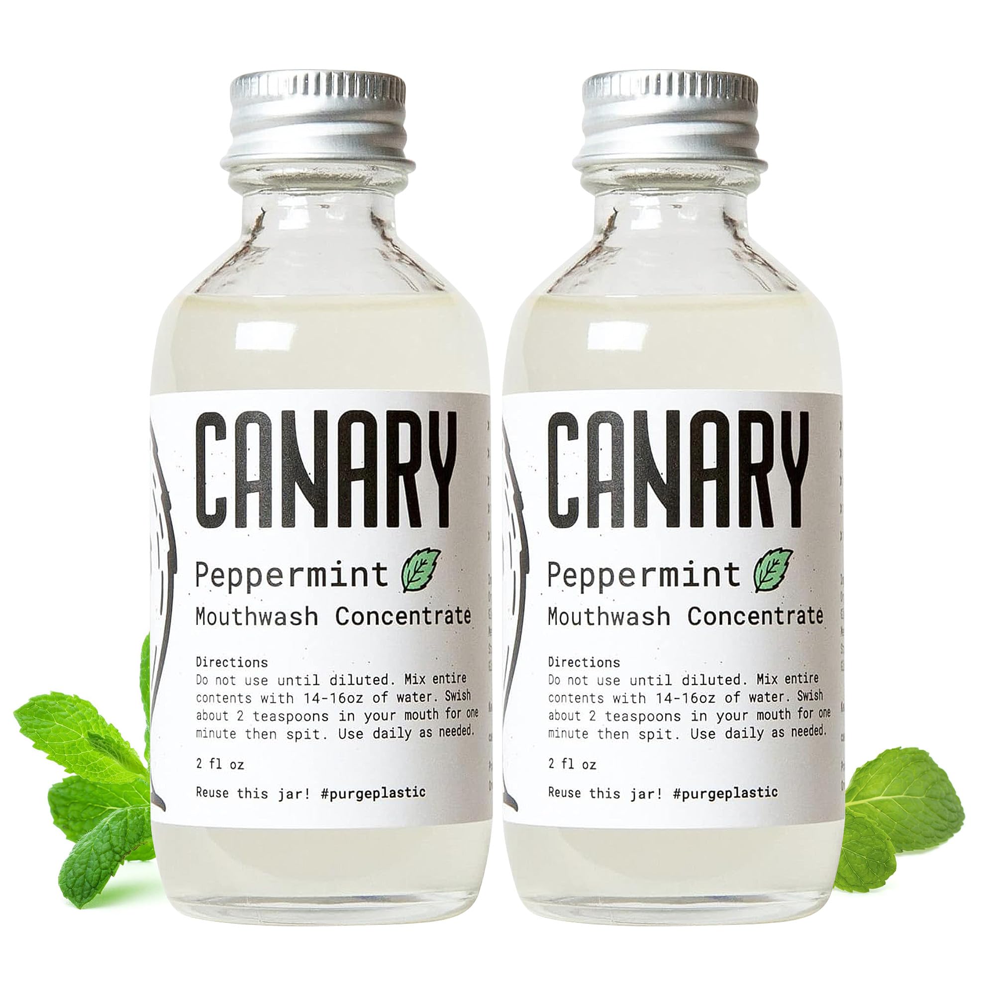 Canary Xylitol Mouthwash Concentrate - Peppermint | Natural Mouthwash, Fluoride Free | Alcohol Free Oral Rinse for Bad Breath & Gum Health | Zero