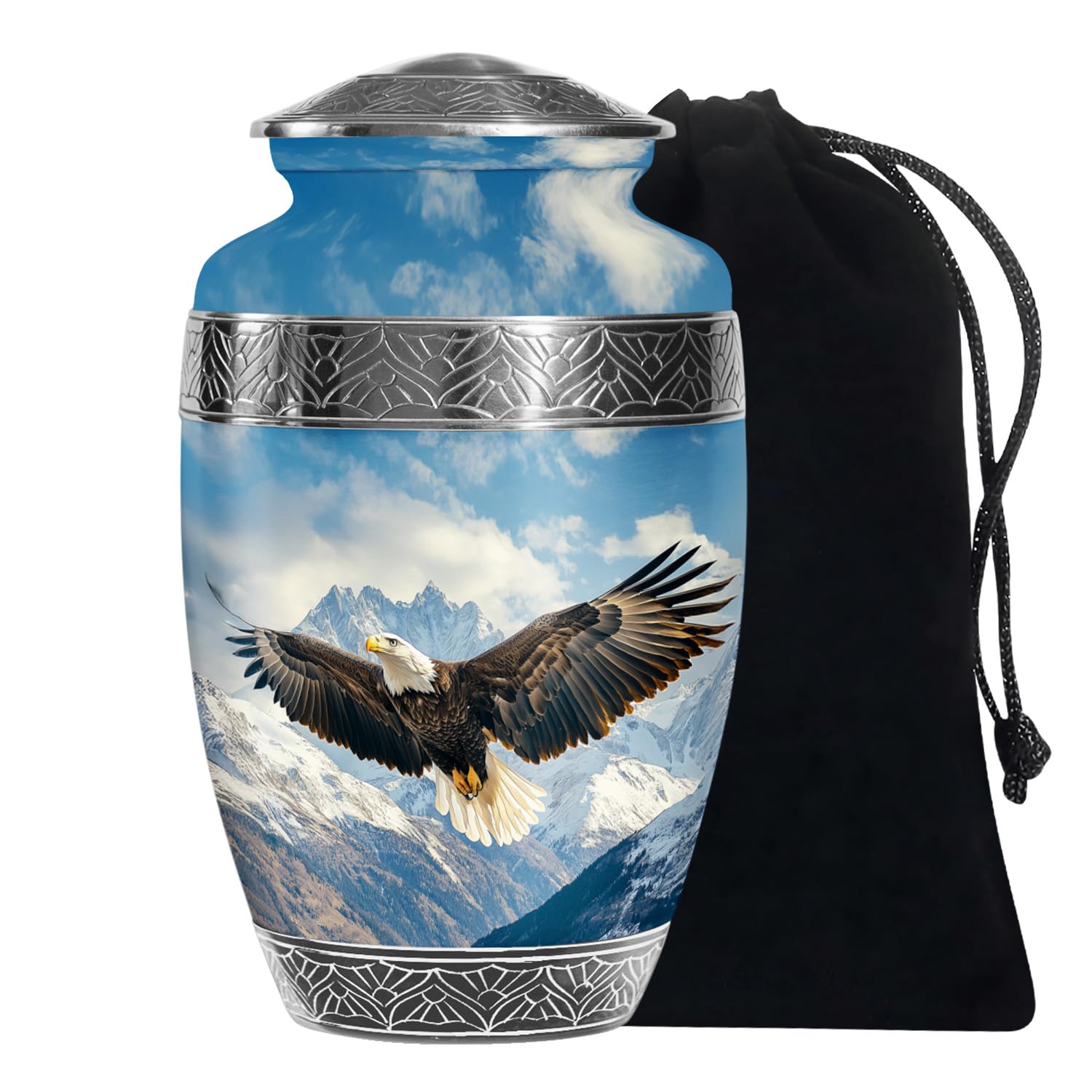 Urns for Human Ashes Adult Eagle, Crematorium Urn for Ash, Decorative for Funeral & Burial, Memorial Gift for Brother & Sister, Large, 10 Inch