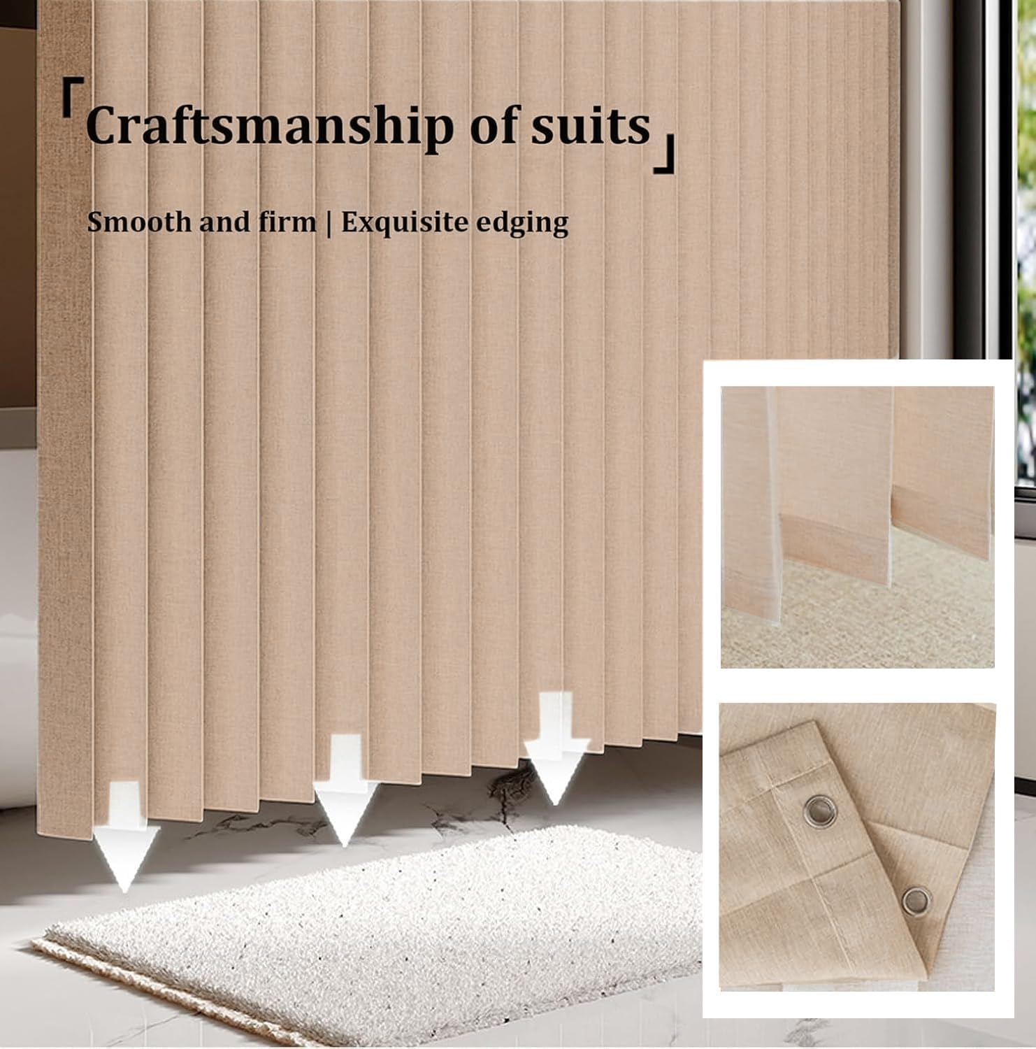 Custom Wide Large Linen Waterproof ，Mould Weights Shower Curtains，Suitable for Bedroom, Living Room, Bathroom partitions-Light Brown- 70x200cm