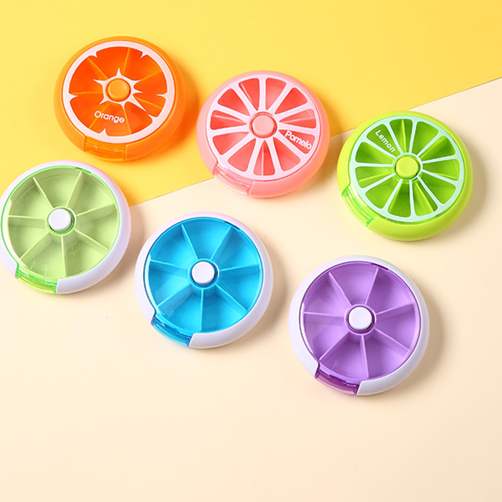 TGBCST okrągłe pudełko na tabletki, 7 dni, mini pudełko na lekarstwa (9 x 2,5 cm/53 g) – organizer na tabletki, podróżna puszka na tabletki, praktyczne przechowywanie w podróży (mieszany zestaw)