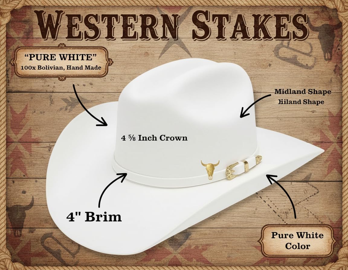 El Cattleman Handmade Cowboy Hat – 100% Bolivian Wool Felt, Premium Western Hat, 4 5/8" Crown, 4" Brim, Made in Mexico