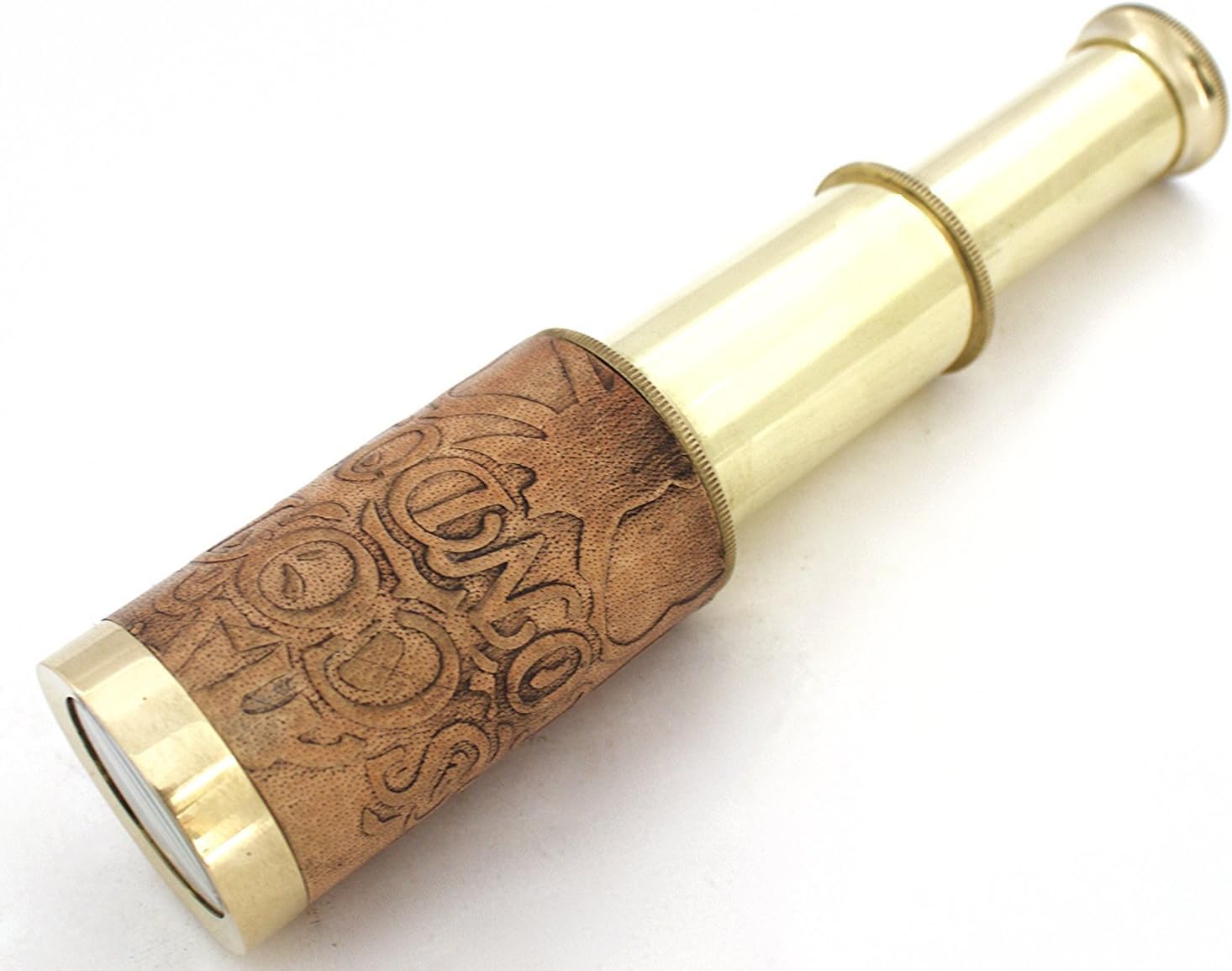 J. Scott London Spyglass Royal Antique Look Telescope Vintage Pirate Solid Brass & Real Leather Rustic Vintage Home Decor Gifts