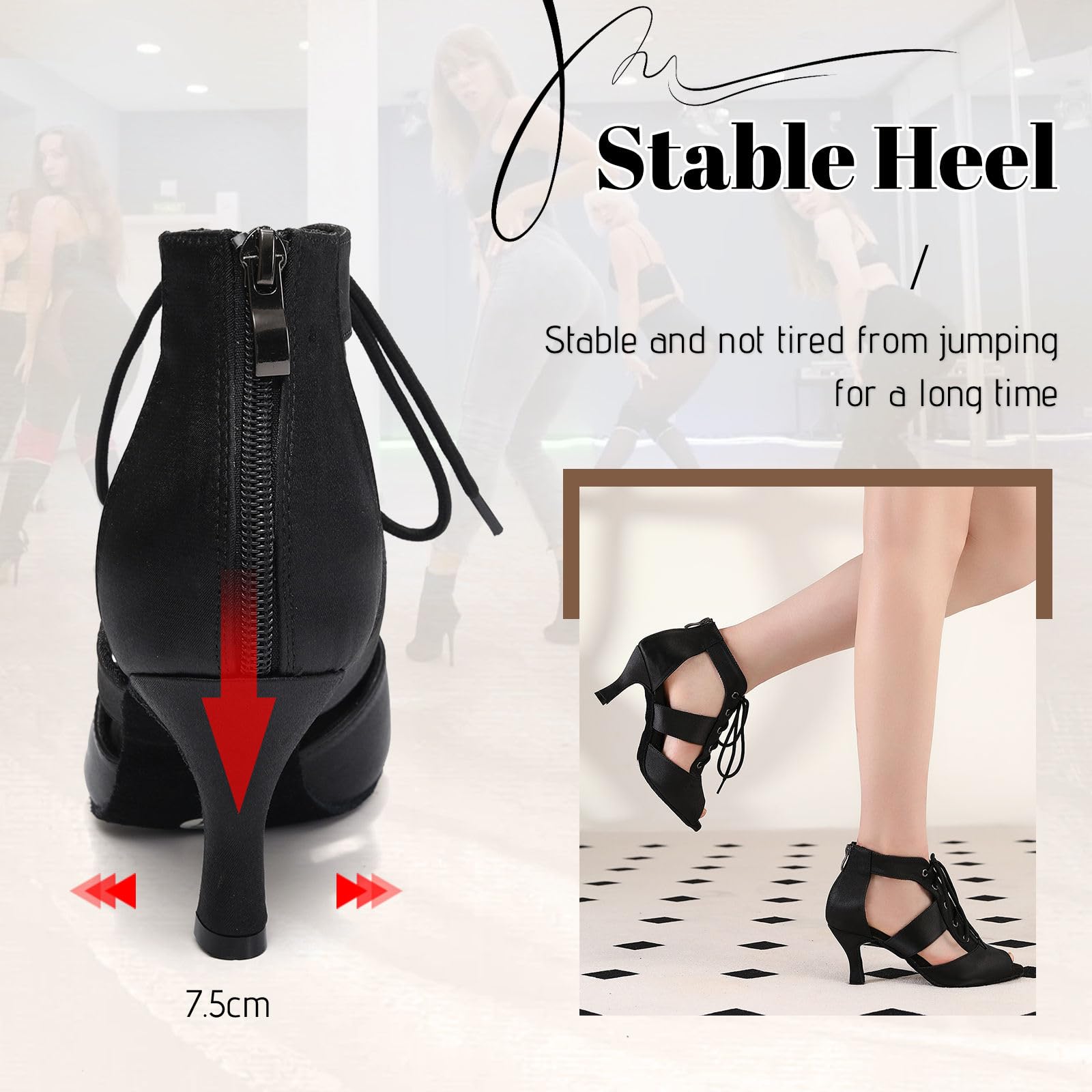 Damen Lateinische Tanzstiefel Schnüren Salsa Tanzstiefel