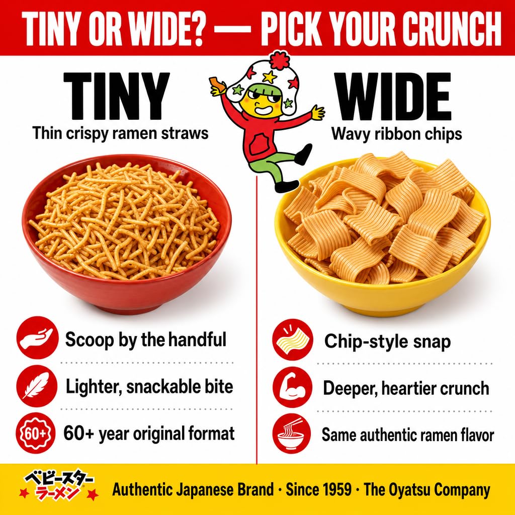 Baby Star Tonkotsu Crunchy Ramen Snack Wide | 69.7 g (6 Pack) | Delicious Dry Ramen Snack Packs