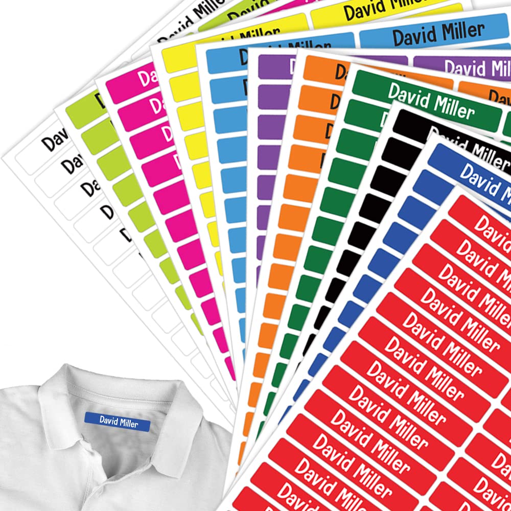 60 x Iron on Name Labels for Clothes Labels for Kids (46 x 8 mm) Waterproof Personalised Name Tags for Clothes Daycare Nursery Papa Prints®