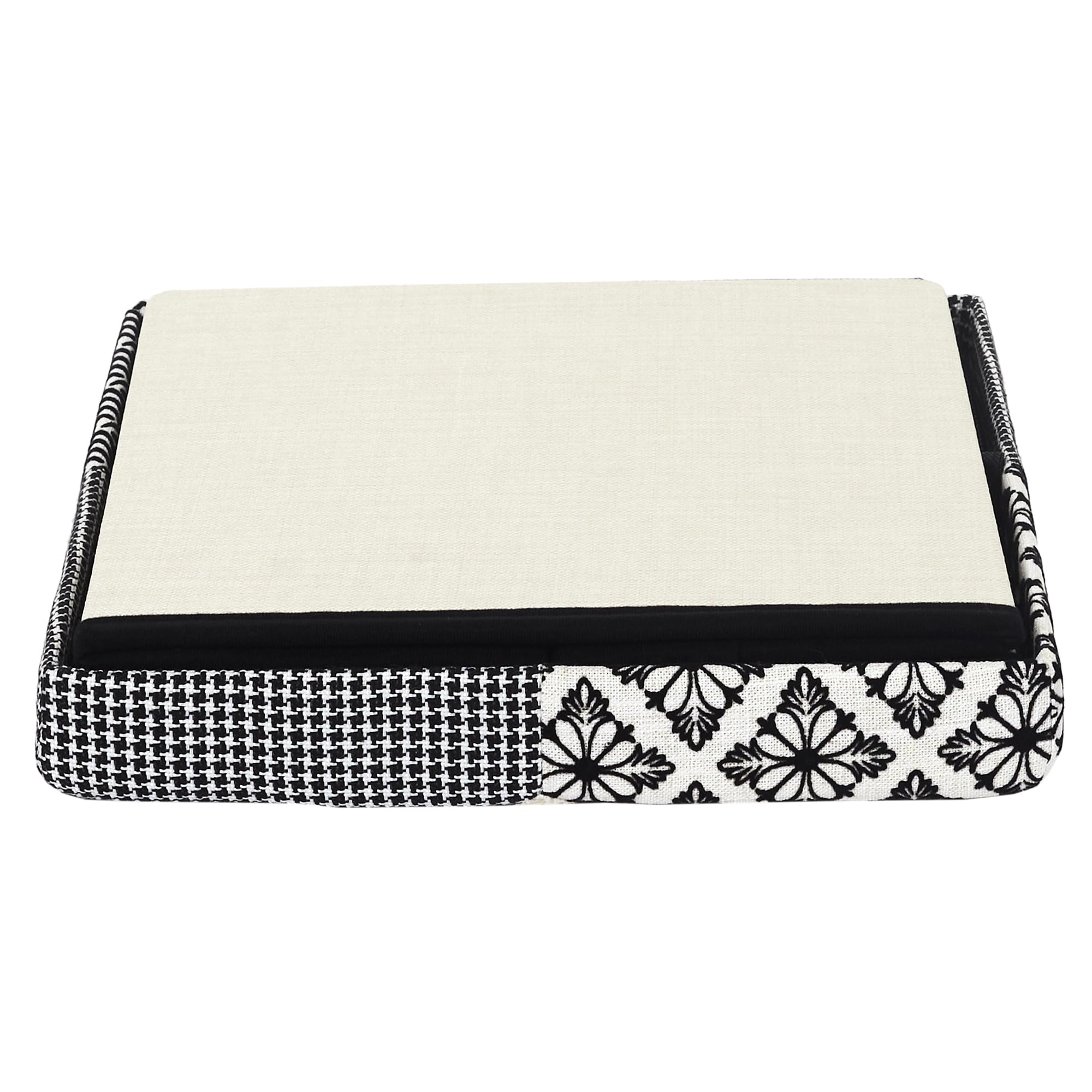 HOME DECO FACTORY HD7491 Pouf Patchwork Mobili Seduta Baule Panca Pieghevole Entree Soggiorno Camera Da Pranzo, Grigio, Bianco, Nero, Beige, 38x38x38 cm