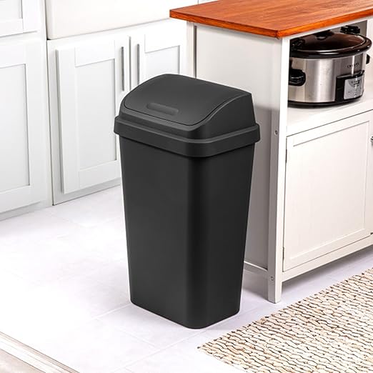 Sterilite Pack 4 Canecas Basura con Tapa Basculante, 13 Galones, Negro miniatura 6