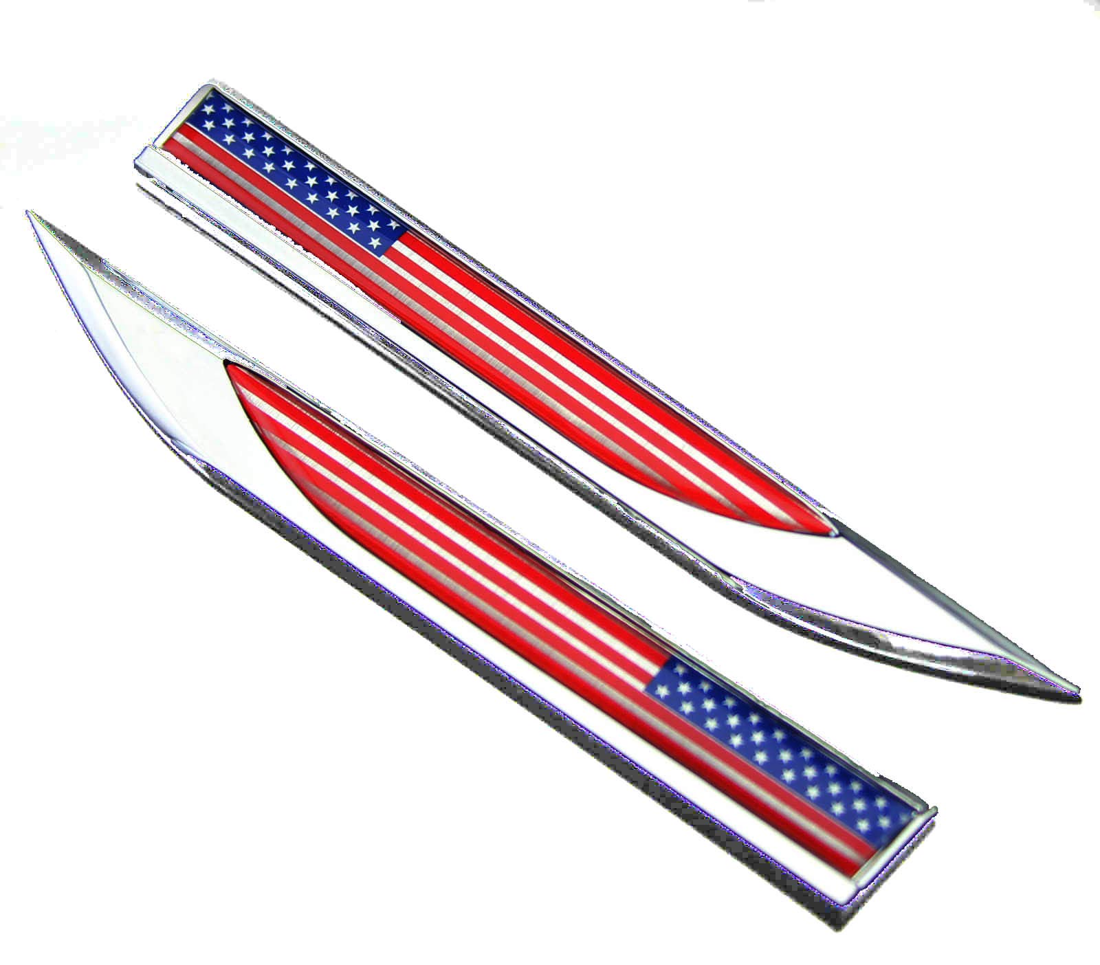 2Pcs 3D Metal American flag Auto Car Side Fender Rear Trunk Emblem Sticker Badge Decals