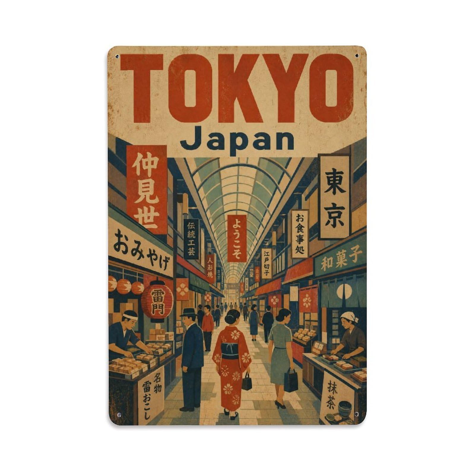 Gead 8X12inch Style Vintage Travel Tokyo Japan Passage Metal Tin Sign