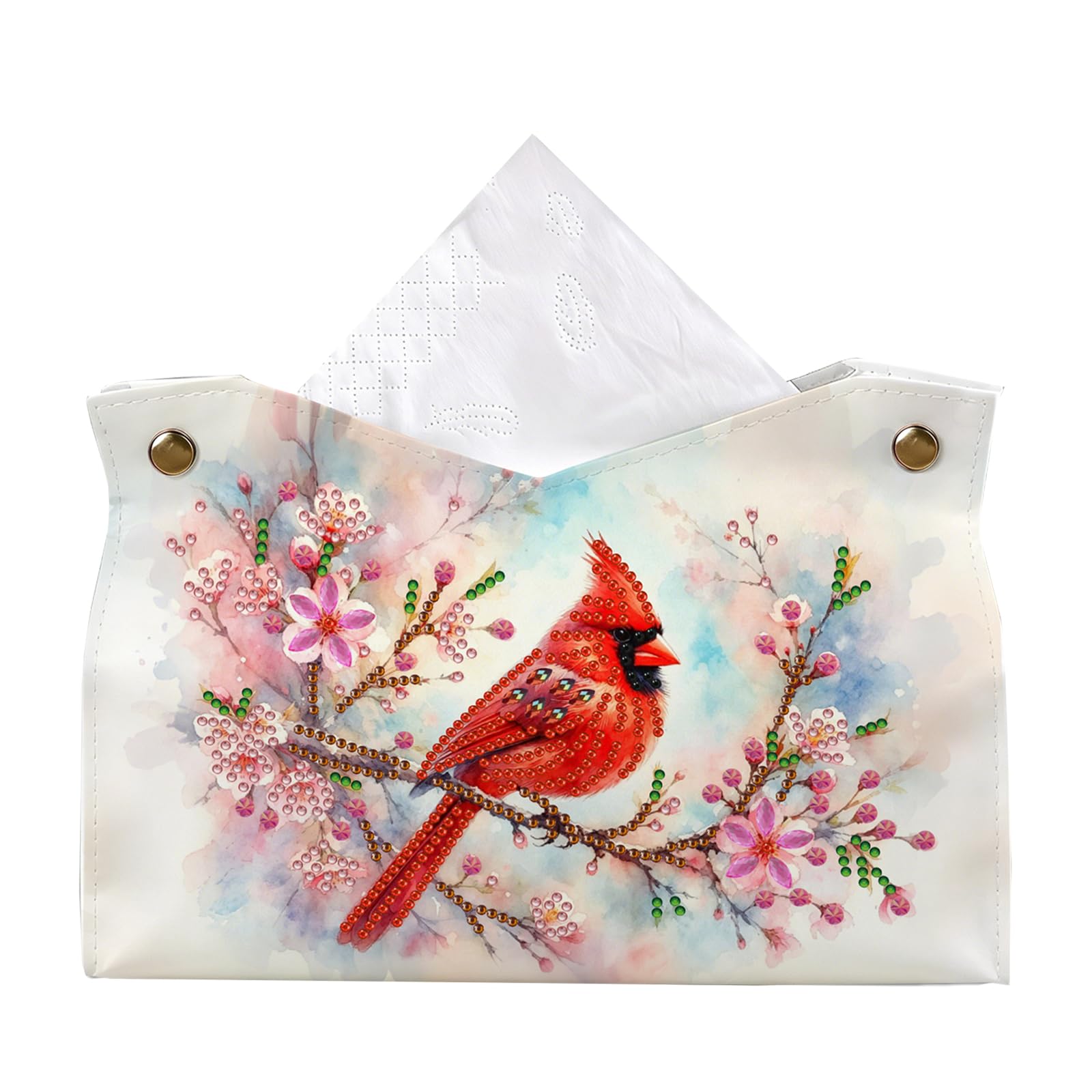 POETRYDRAW Cardinal Plum DIY Diamond Art Tissue Box for Adults