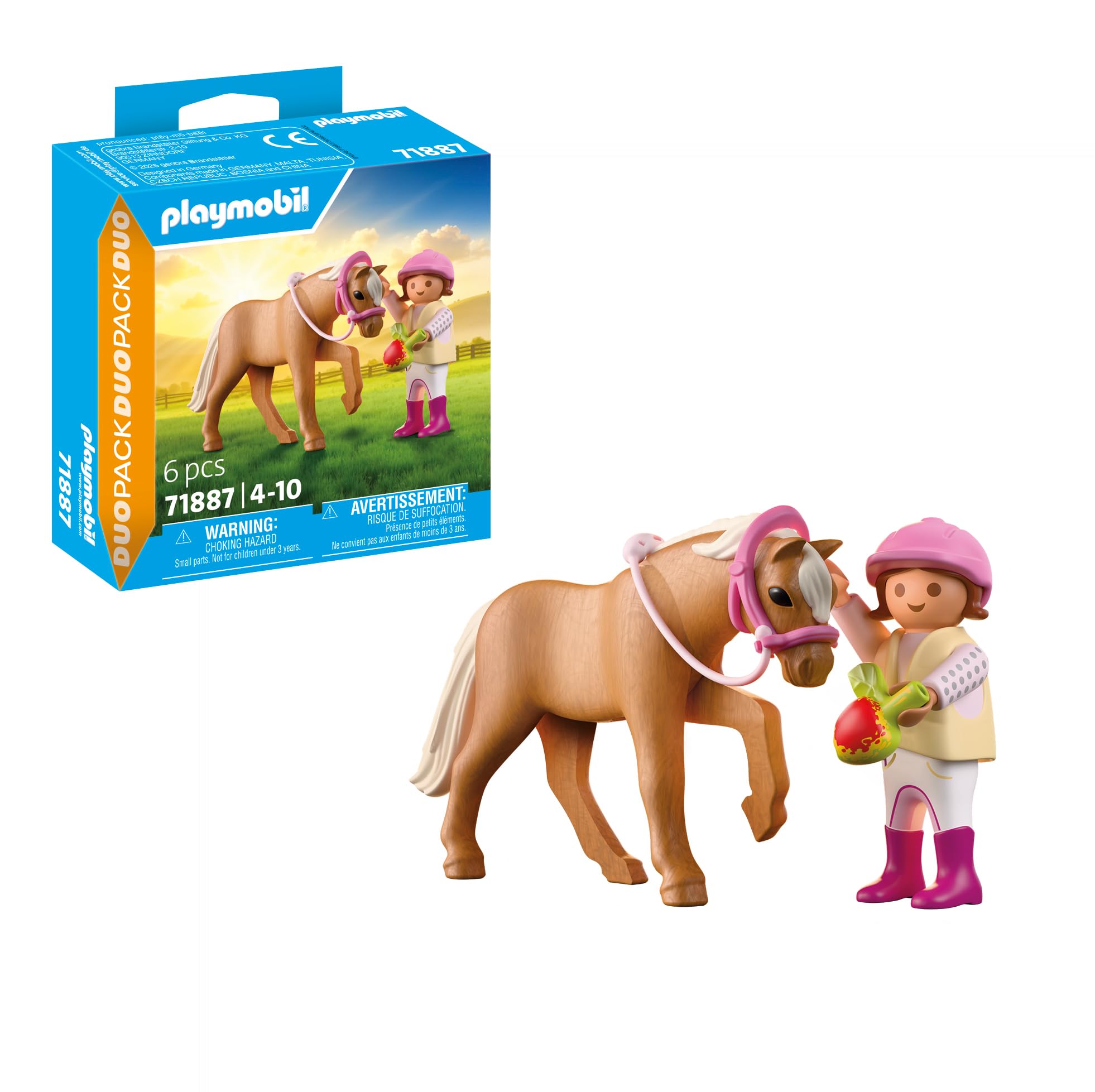 Playmobil 71887 DuoPack Horse Care Set – 6-Piece Horse & Rider Playset with Pony, Rider Figure, Tack & Accessories – Ages 4-10, Pretend Play Toy