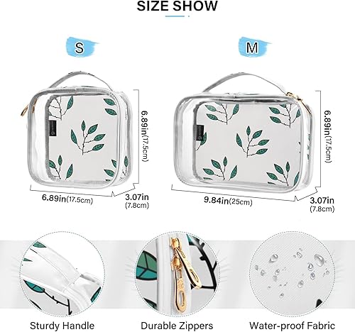 Miniatura 4 de ZOEO Bolsas de maquillaje transparentes, 2 unidades, estuche de viaje, neceser, organizador portátil de cosméticos, para hombres y mujeres, bolsa de