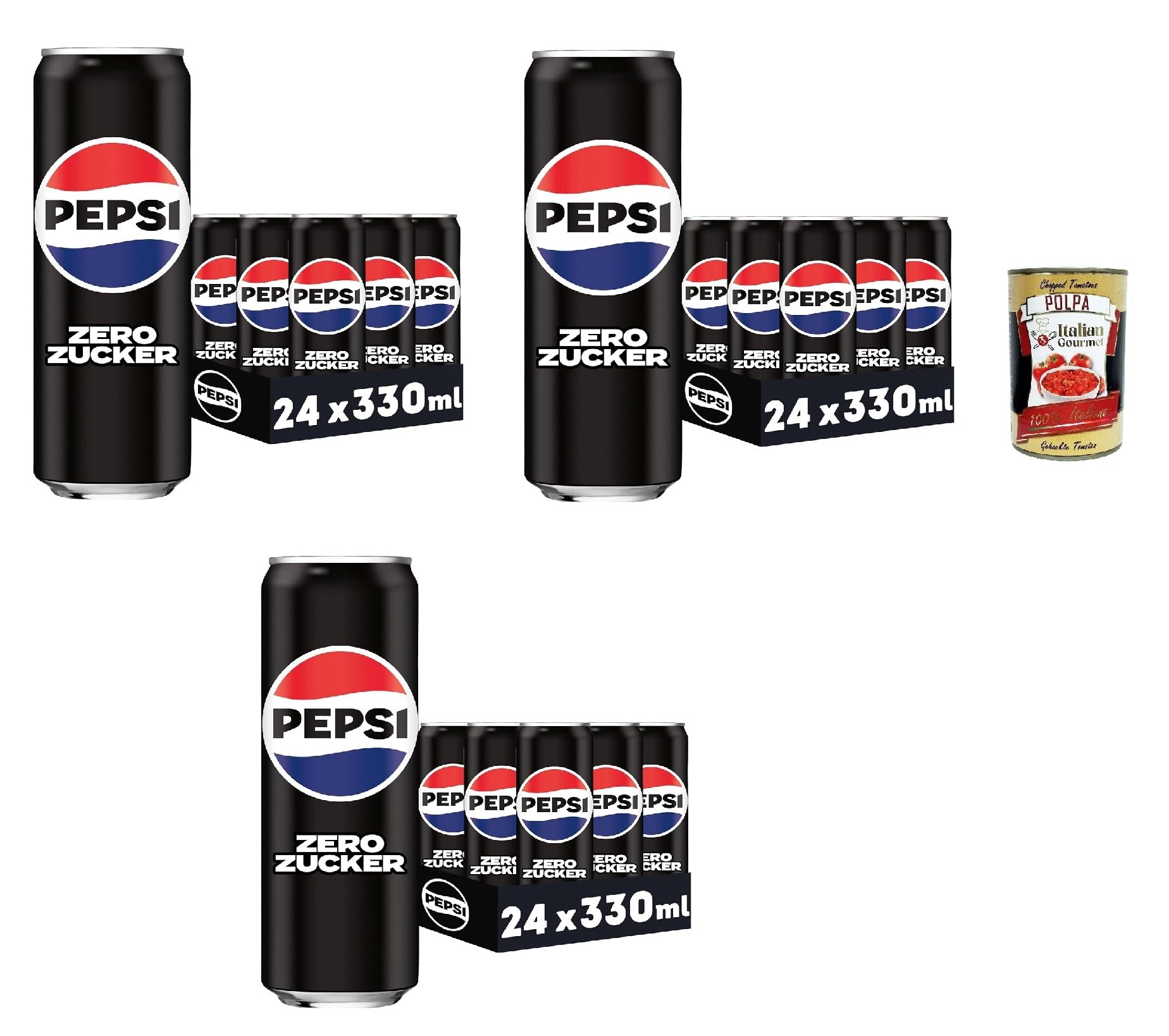 Italian Gourmet Cola Zero Zucchero Bevanda Gassata koffeinhaltig 72 x 0,33l | Senza calorie, lattina monouso; erfrischend eisgekühlt genießen, Gesamtnettogewicht 23,76 L