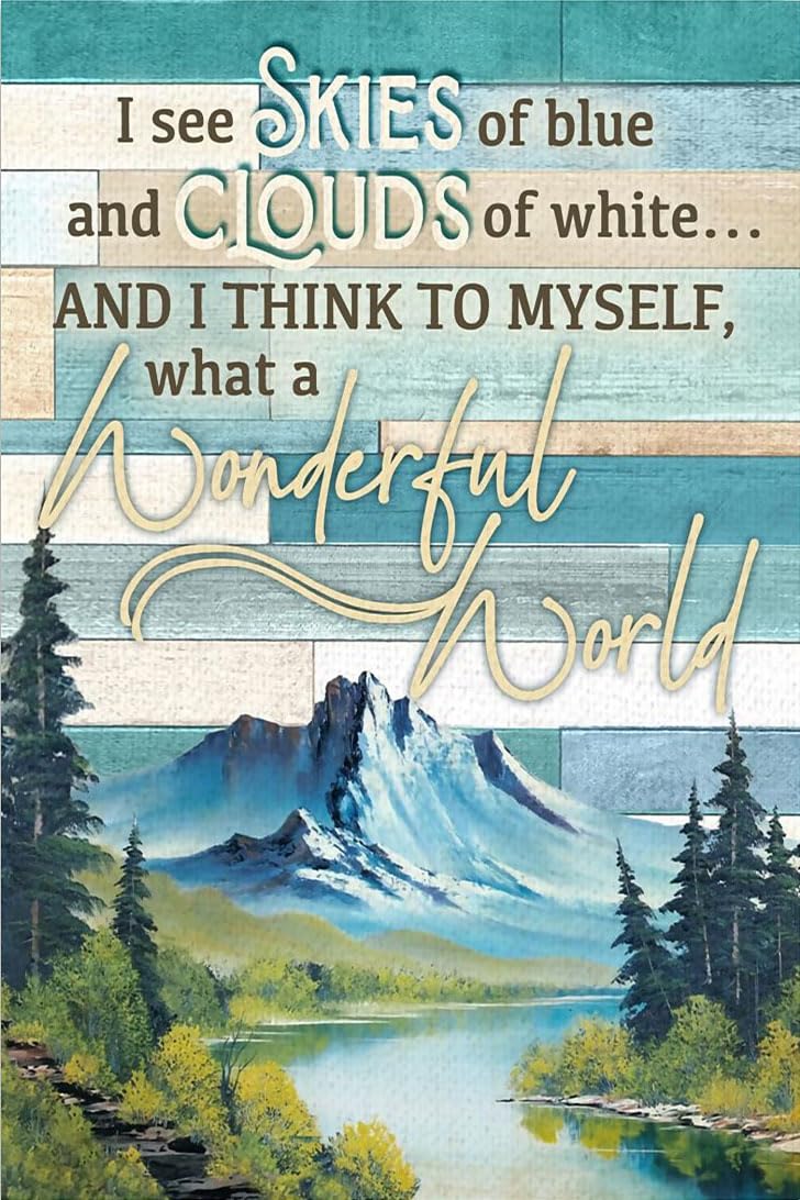 Kisoyo Blue/White Vintage Metal Tin Sign Hiking Poster I See Skies Of And Clouds Of I Think To Myself What A Wonderful World Wall Decor Decorative Home For Bedroom Gift 8X12 Inch