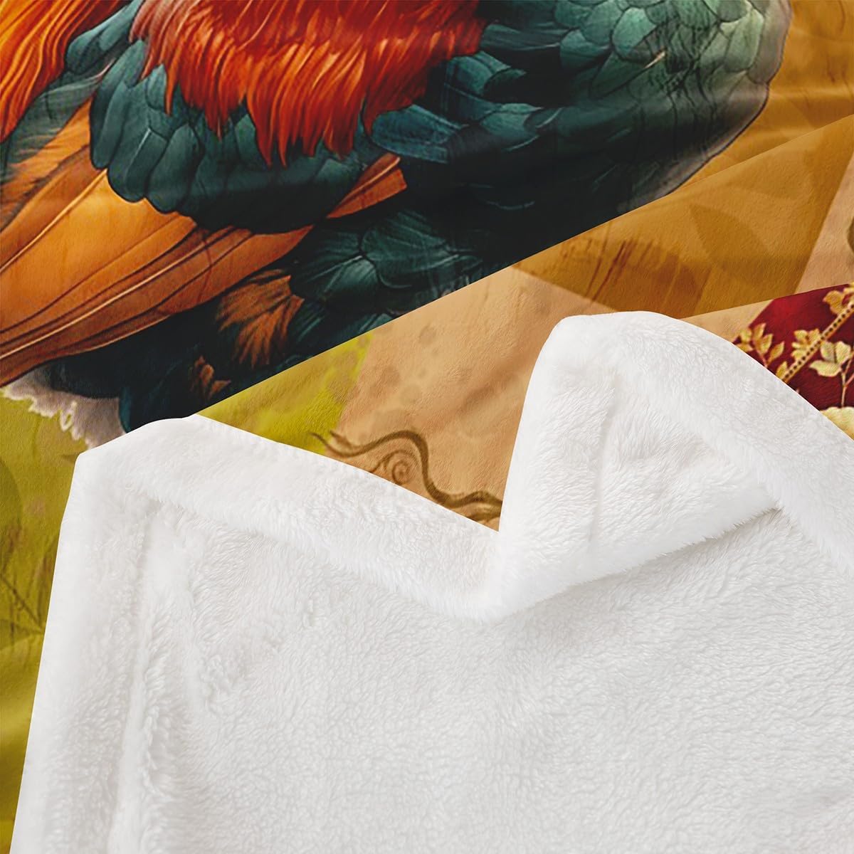 3D Chicken Bed Blanket Kids Girls Vintage Flowers Sherpa Blanket Soft Cozy Lightweight Farmhouse Plush Fleece Chicken Pattern Blanket Gifts for Bed Chair Office Sofa(Throw 50"x60")