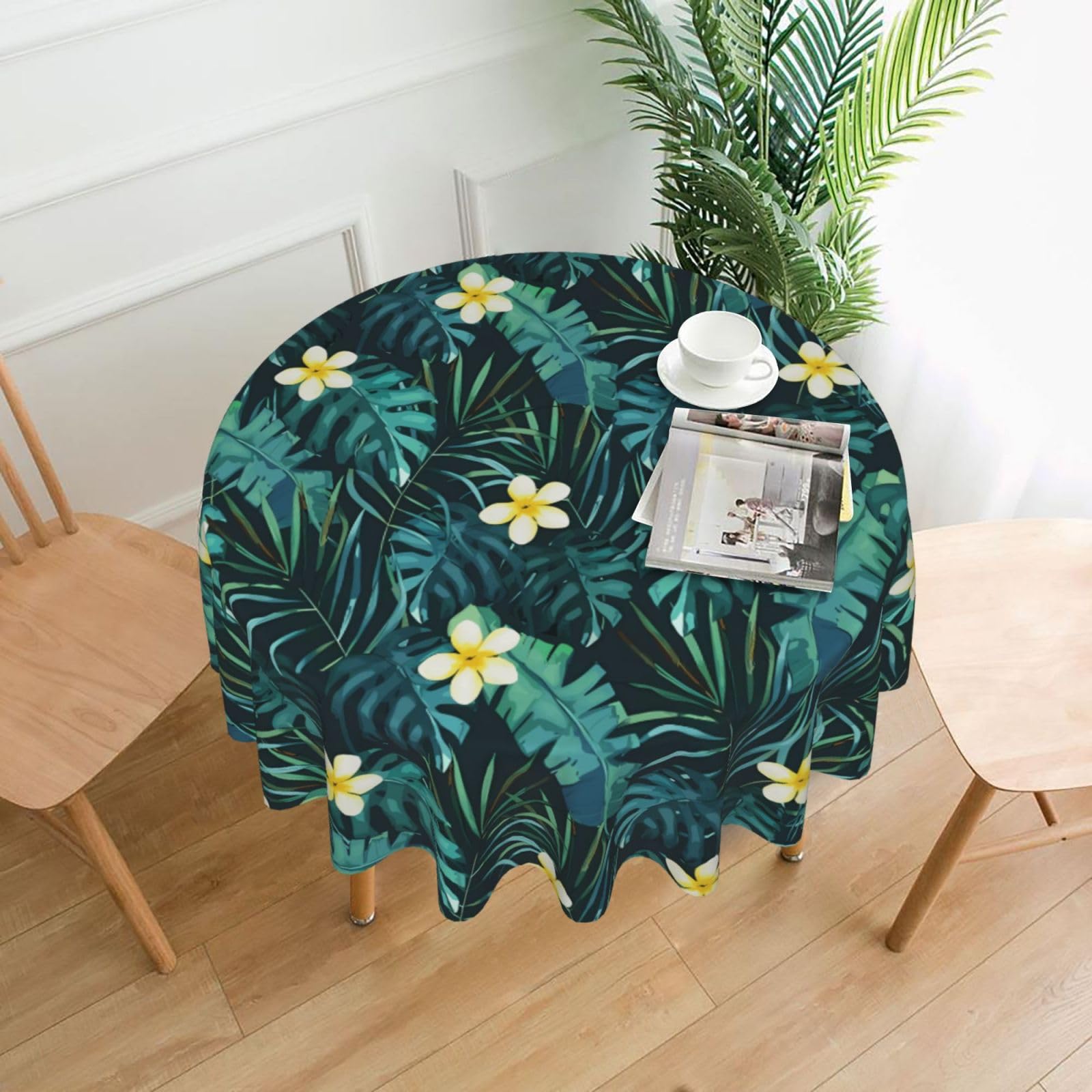 HJFCZH Hawaiian Prints Round Decorative Tablecloth 60in - High-Grade Polyester Throw for Dinners, Weddings & Everyday Use