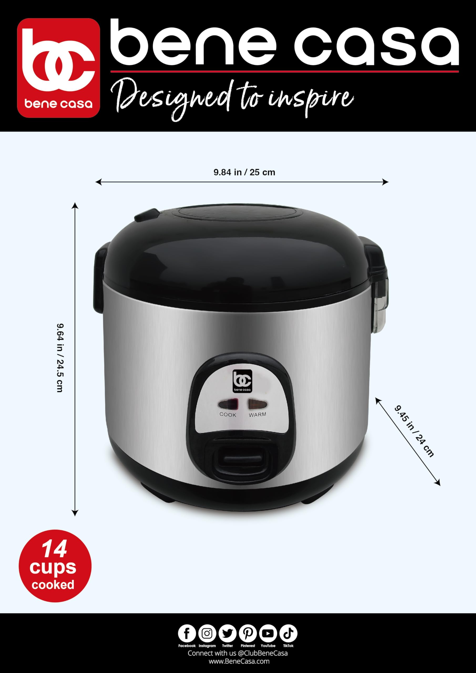 Amazon | ベネカサ 7合炊き ステンレスサーモ炊飯器 BC-43921 | Bene