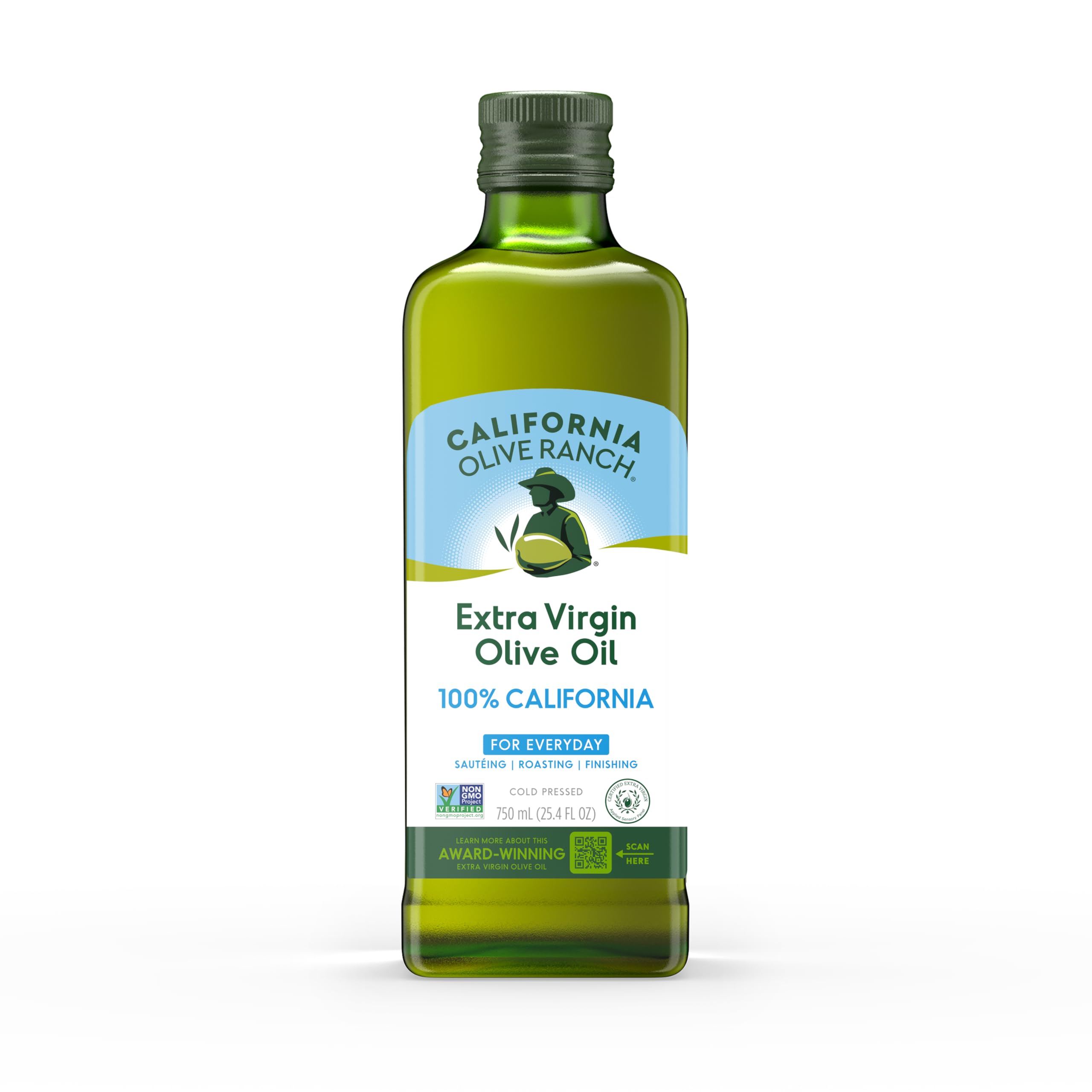 California Olive Ranch 100% Extra Virgin Olive Oil - Certified Cooking & Baking EVOO - California Grown Cold Pressed Oil - Whole30, Keto, Vegan, Kosher Extra Virgin Olive Oil, 750mL