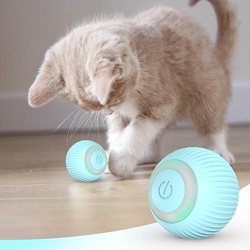 Miniatura 7 de Pelota interactiva para gatos azules - Juguetes para gatos móviles móviles recargables por USB para gatitos de interior