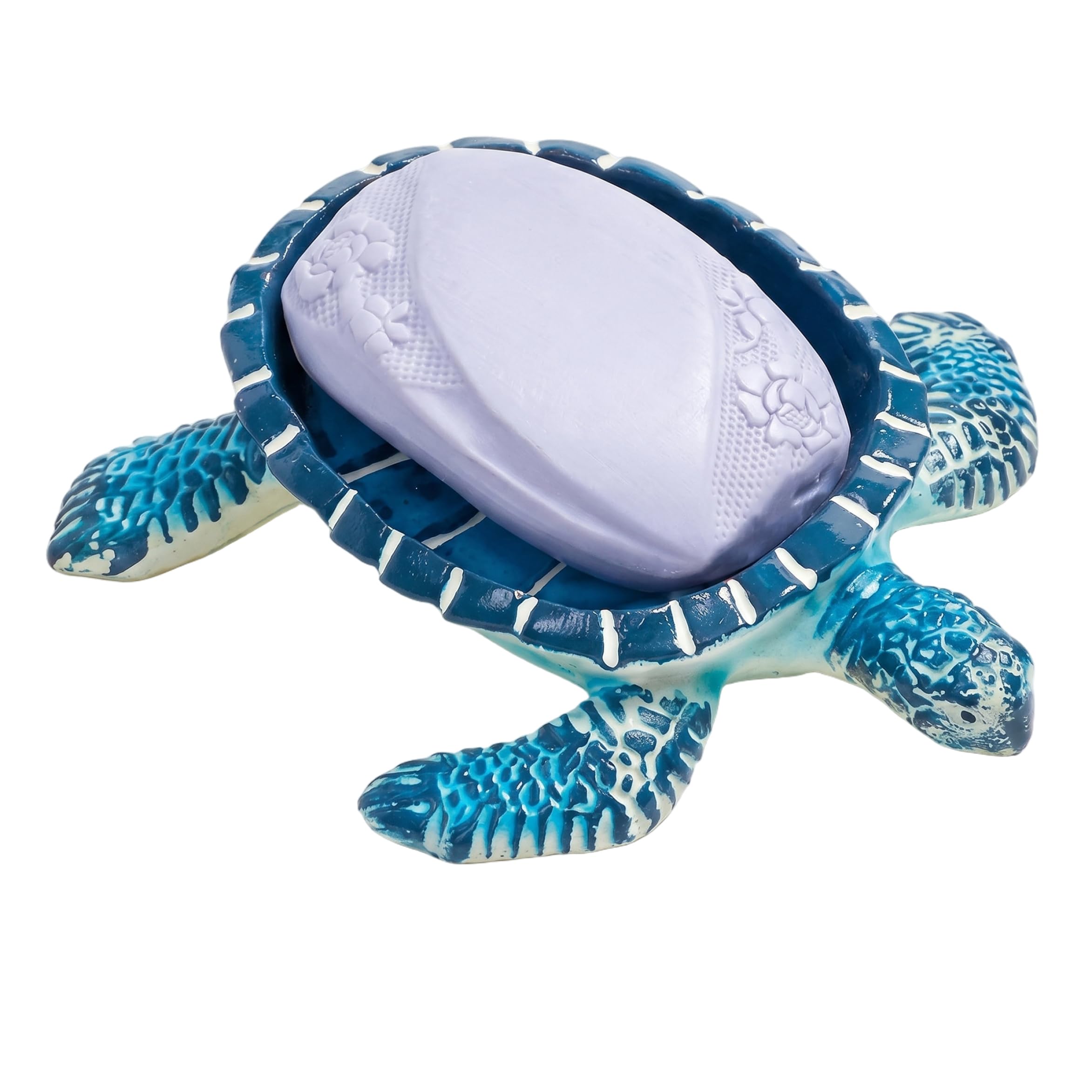 Vistnale Cute Soap Dish, Decorative Soap Dish For Bar - Cute Turtle Resin Drainable Soaps Holder for Kitchen Bathroom Sink, Blue