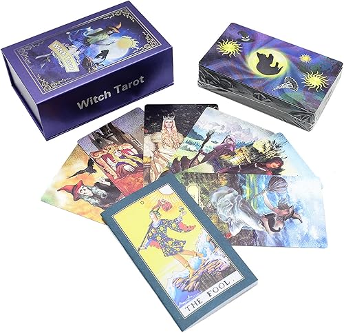 Jayiaine Tarjetas de tarot con instrucciones (idioma español no garantizado), 78 para principiantes, PVC, impermeables, antiarrugas, lámina dorada