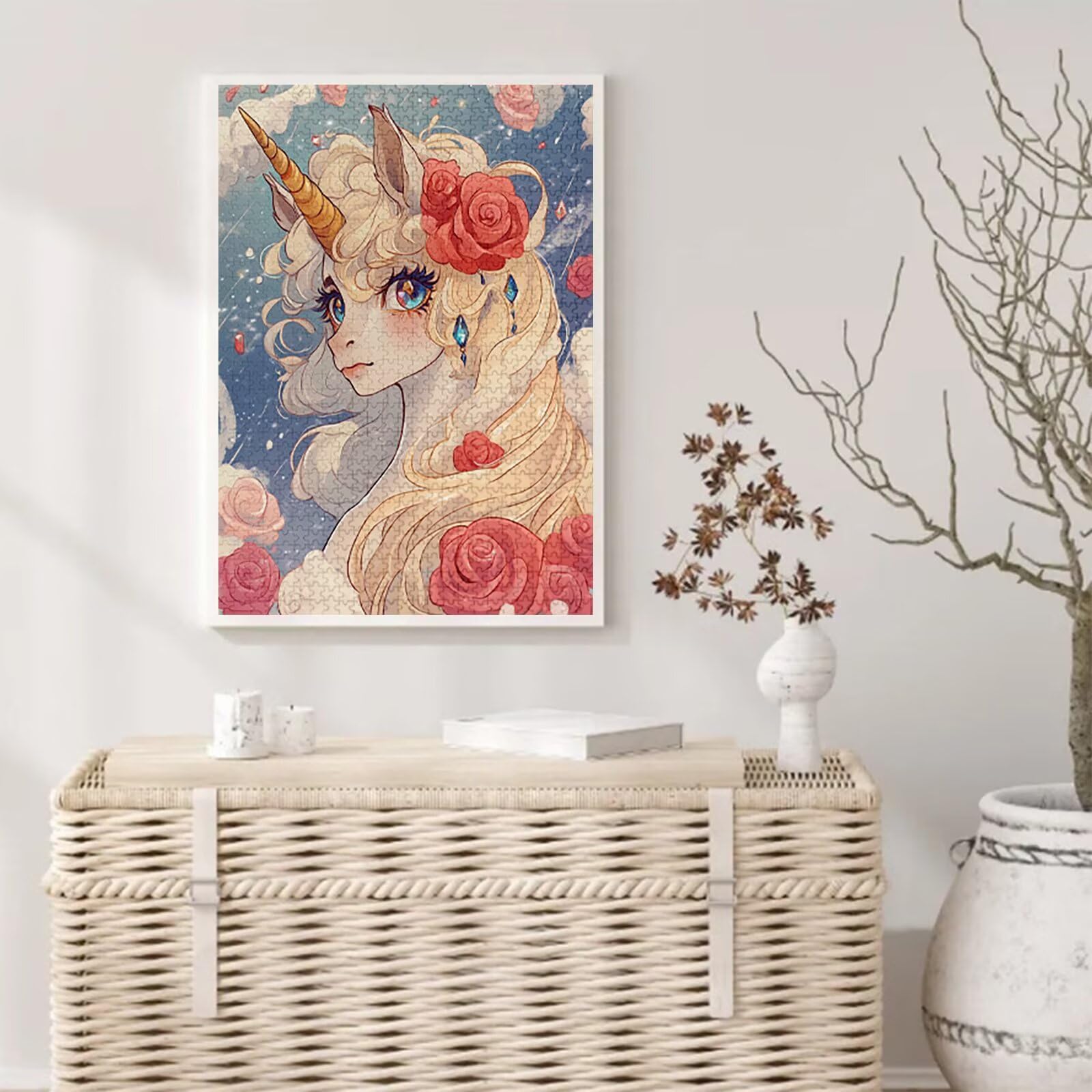 Jednorożec Puzzle 1500 Sztuk Dorosłych, Puzzle Kwiaty Wzór Projekt, Jigsaw Dorosłych, 5D DIY Rzemiosło Rodzina Zajęcia z Pakowaniem Pudełka, Dekoracja ścienna do domu, Prezent 87x57cm, Model912