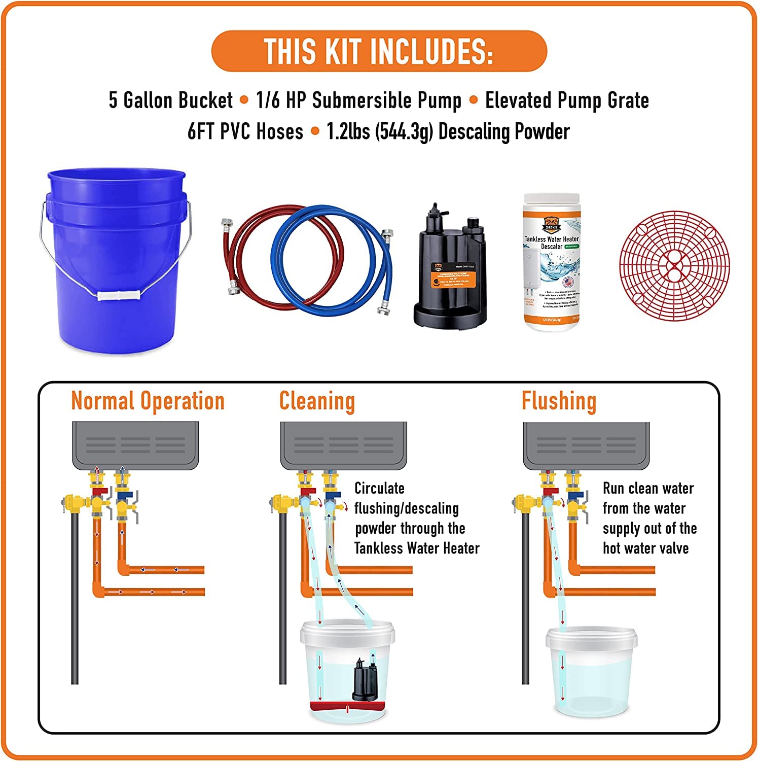 Chromex Tankless Water Heater Descaler Kit with Biodegradable Descaler -  Amazon.com
