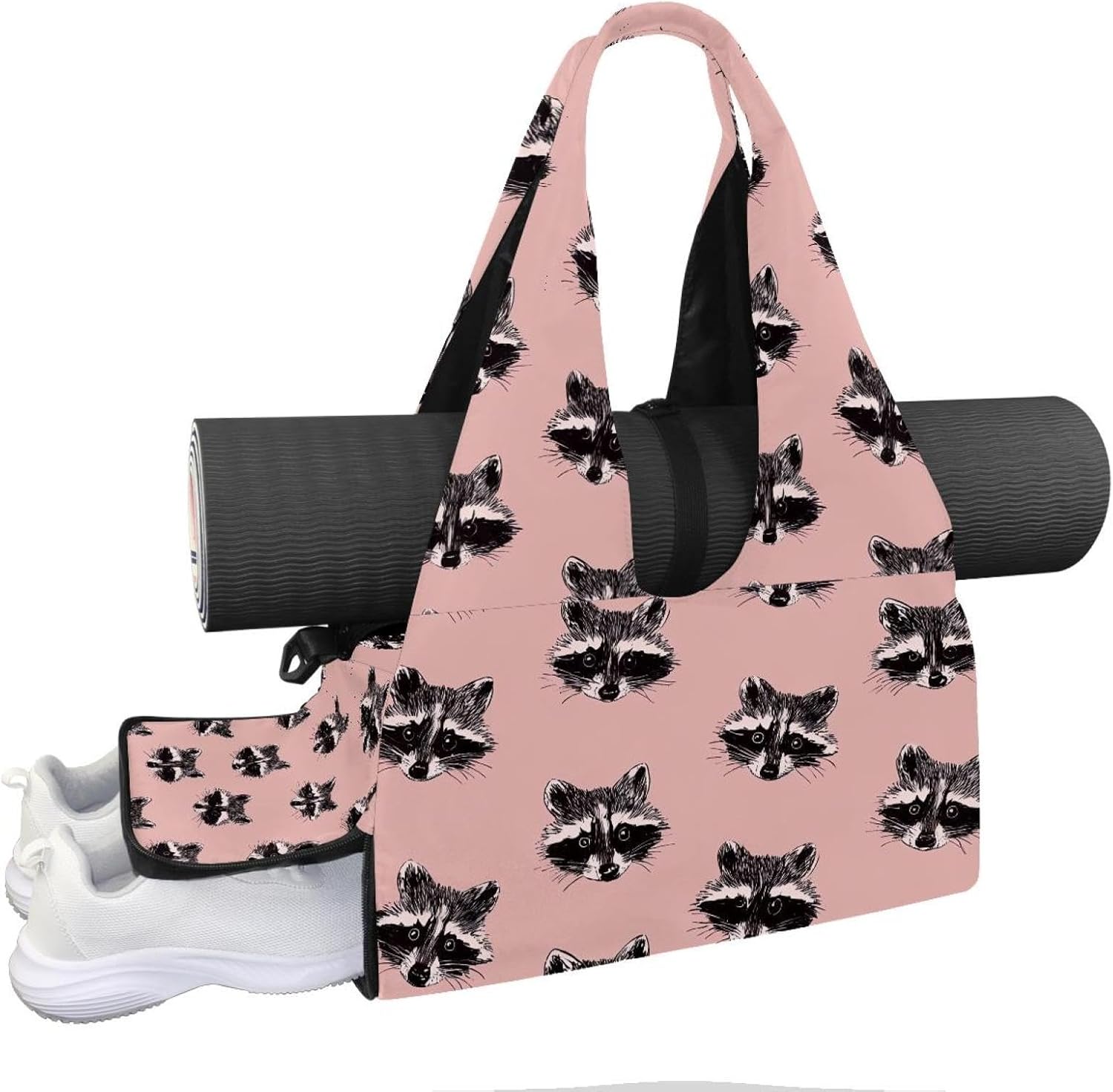 Yoga Mat Bag, Gym Workout Bag with Shoe Compartment, Xmas Deer Snowflakes Pilates Bag for Women, Quick Access Storage Yoga Tote Bag for Sports Travel Office