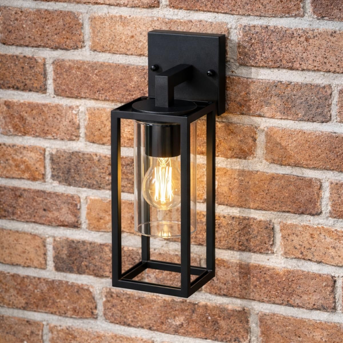 CGC Lighting Lampada da Parete per Esterno Colore Nero, Lanterna da Giardino, Tradizionale, Lampadina E27 (Nero verso il basso)